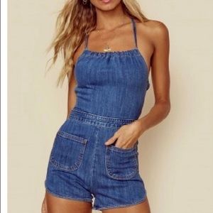 blue denim romper